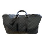 Sac De Voyage Keepall Bandoulire En Cuir Noir Louis Vuitton Vintage 55 Cm – Image 3