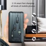 TWS Power Bank 100.000 mah avec câble intégré et lampe torche Batterie Mobile chargeur universel rapide portable compatible tout téléphone cable intégré - PowerBank 100.000 mah fast charger Banque d'alimentation portable – Image 2