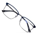 Lunette Photogray élégant Browline en Bleu Marine et Argent