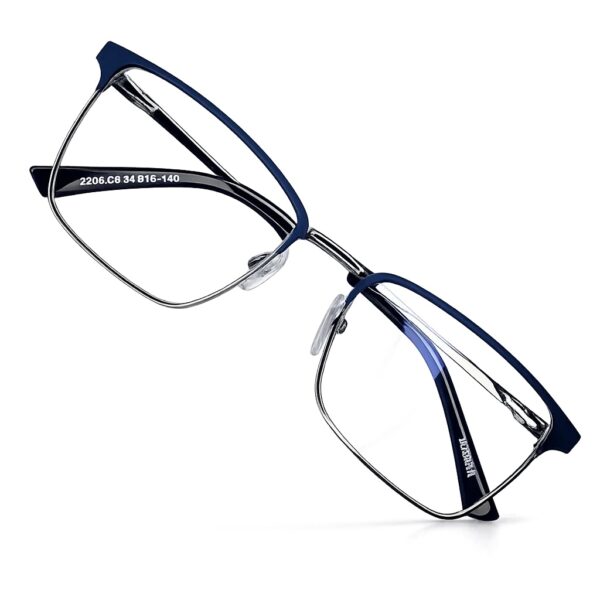 Lunette Photogray élégant Browline en Bleu Marine et Argent