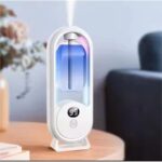 Diffuseur D'huiles Essentielles Mural, 3 Niveaux de Puissance, Pulvérisation Surround à 360°, Autonomie de la Batterie avec écran LCD