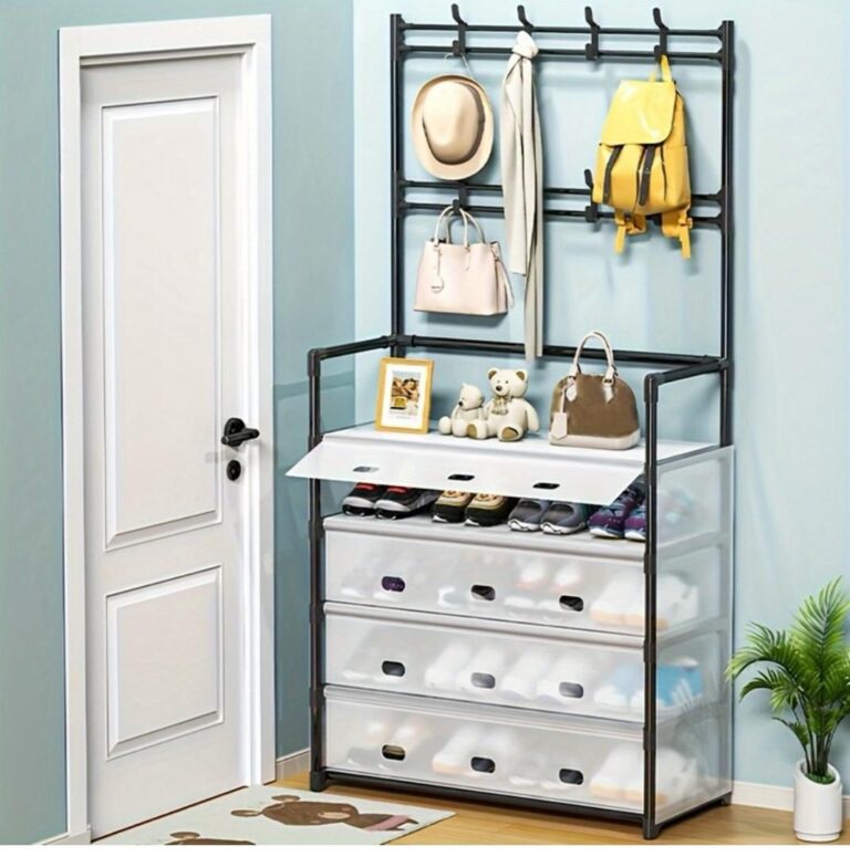 Étagère de Rangement de Chaussures et Accessoires – 4 Niveaux – en Métal