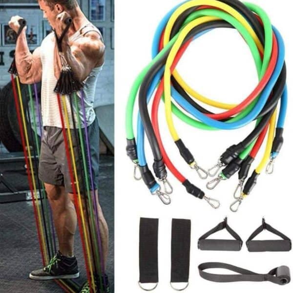 Bande de résistance colorée pour exercices de gym, yoga, pilates, kinésithérapie et rééducation.
