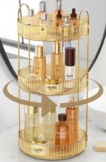 Organisateur de Maquillage Rotatif 360° – Présentoir Cosmétiques et Parfums – Design Luxe Cannelé – Image 5